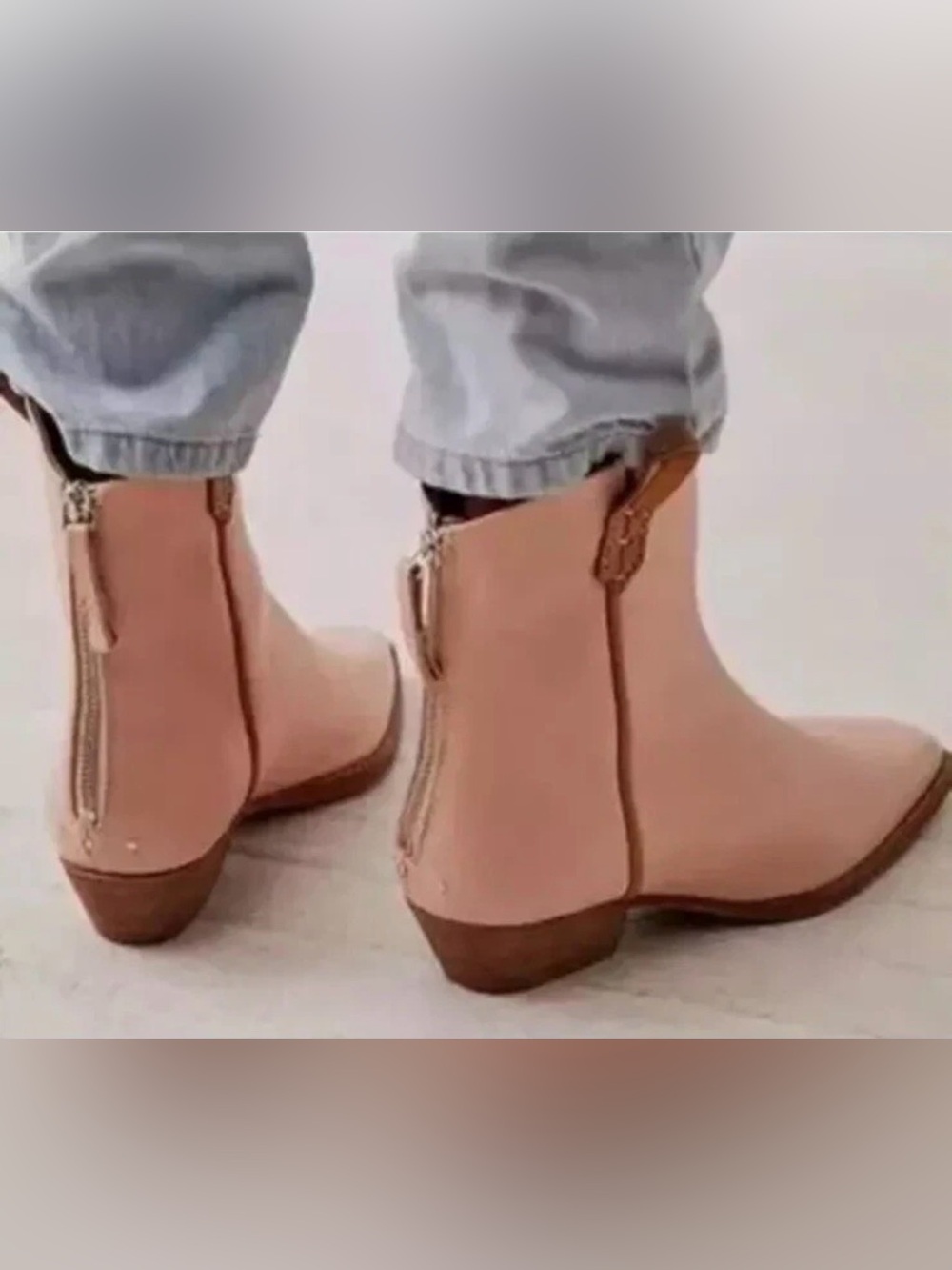 Free People We The Free Wesley Ankle Boot light blush pink leather size 39 NWB